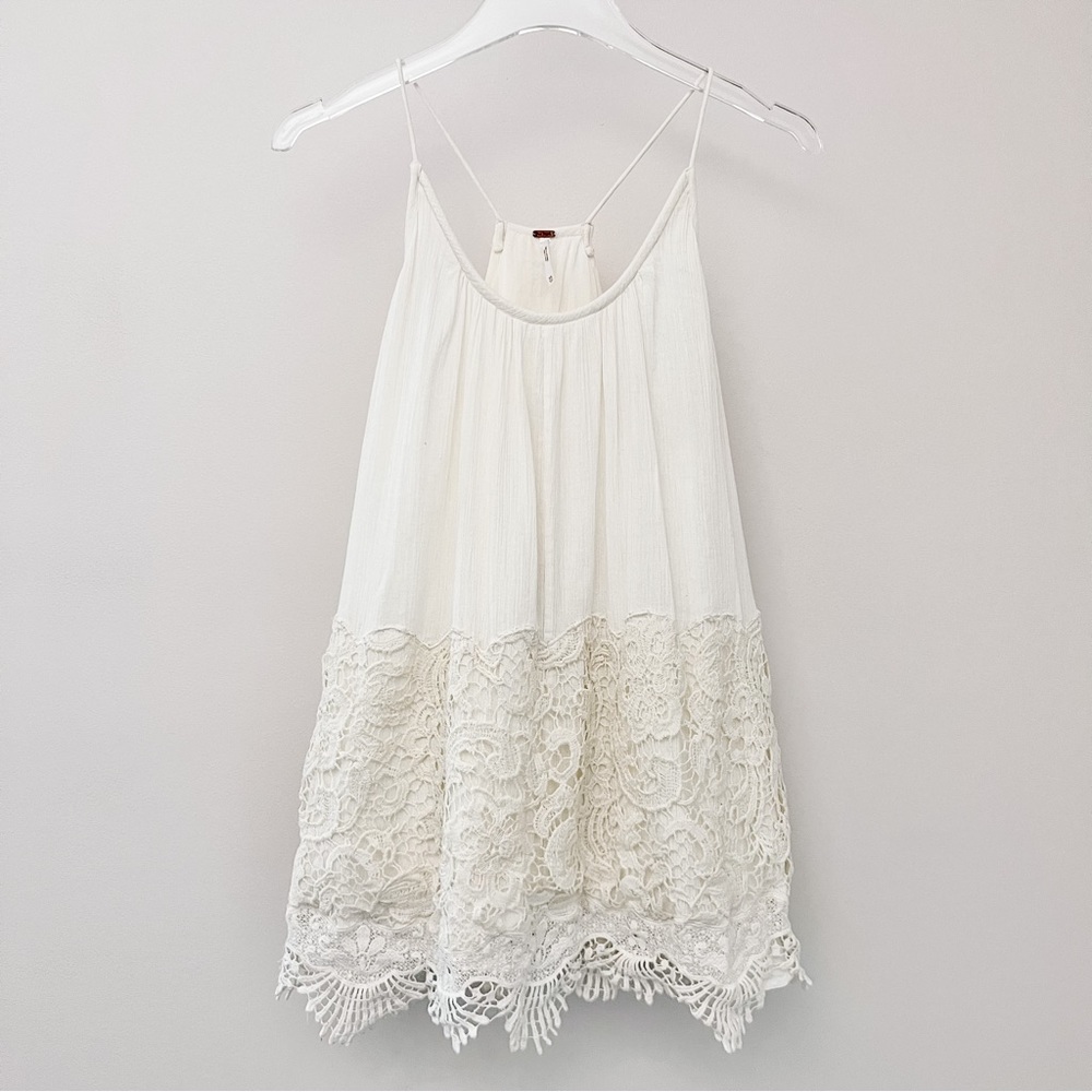 Free People Ivory Crochet Lace Tank